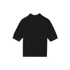 REISS Aria Cotton and Wool Funnel-Neck Knit Top